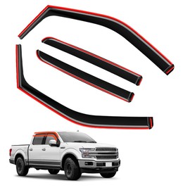 in-Channel Rain Guards for Ford F-150 2015-2020 SuperCrew, F-150 Raptor 2017-2020 SuperCrew, F-250/F-350/F-450/F-550 Super Duty 2017-2022 Crew Cab | Window Deflectors, Vent Visors, Vent Shades.