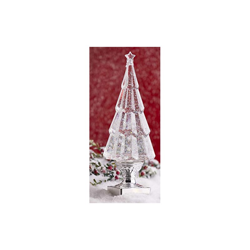 RAZ Imports 13.75" Lighted Tree Water Lantern Acrylic Snow Globe
