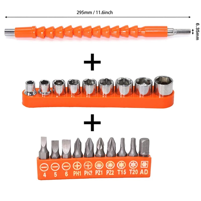 YIOYULEN Flexible Drill Bit Extension, 11.6inch Bendable Drill Bit Extension,