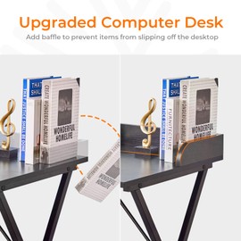 Black Computer Desk 47'' Writing Desk with Storage Shelf Home Workstation Metal Frame Office Desk Student Study PC Gaming Table with Enough Leg Room for Home Schooling