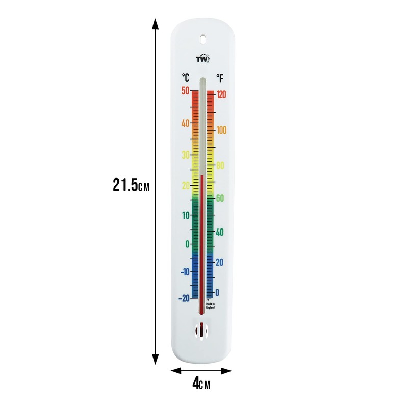 Wall Thermometer 215mm - Colour Coded Room Thermometer - Made