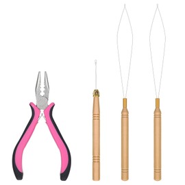 Classicseali 4PCS Hair Tinsel Tool,Hair Extensions Tools,Hairs Extension Pliers, with Pulling Hooks and Beads Device, Suitable for All Types of Hairstyles