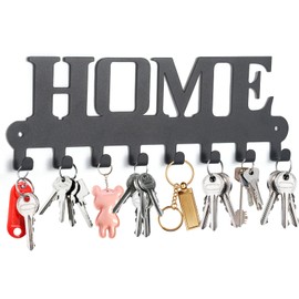 GENHH Key Hook Black, Key Holder with 8 Hooks, Wall Mounted for Bedroom, Key Holder for Wall, Key Holder Black, Entrance Area, Living Room, Kitchen, Wardrobe (Black)