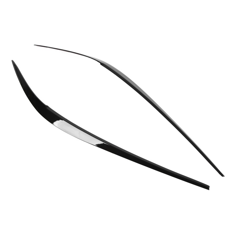 Pair Headlight Eyebrow Glossy Black Trim Front Left Right Decoration