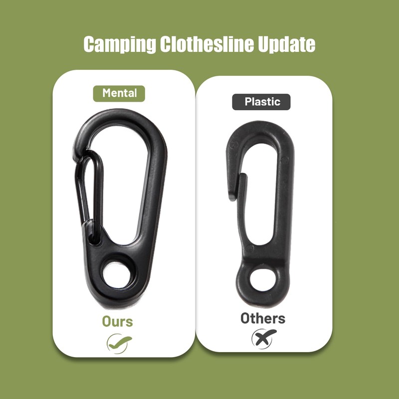 Caudblor Portable Camping Clothesline Cord,Retractable Travel Clothes line, Laundry Drying