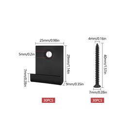 JJWNMLL Composite Decking Clips 30 Pieces - Hidden Starter Mounting Clip with Self-Tapping Screw Made of Stainless Steel DIY Hardware