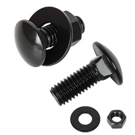 1/4-20 x 1-1/2" Carriage Bolt Kit, Stainless Steel 304 Carriage Bolts Screws with Hex Nuts & Flat Washers, Round Head Square Neck, Full Thread, Black Finish, 12 Sets