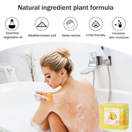 Amexo Natural Soap Piece 2 Pieces Lemon Soap Handmade 100 g Organic Solid Soaps for Bathing Small Soap Pieces for Skin Hair Body Face (Lemon Soap)