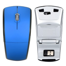 Folding Mouse, 2.4G Arc Mouse with USB Receiver, 1600DPI Adjustable Ultra Thin Portable Ergonomic Computer Mouse for Home Office (Blue)