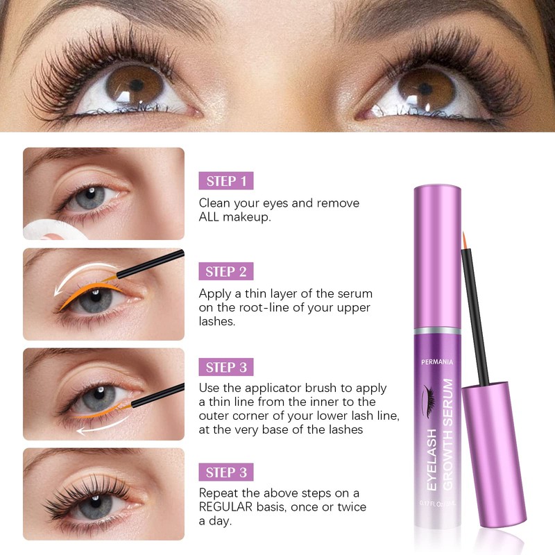 PERMANIA Lash Serum, Eyelash Growth Serum, Eyelash Enhancer, Fast Eyelashes