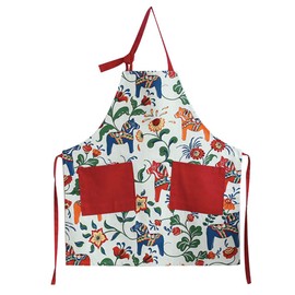 Love Potato Cute Cartoon Dala Horse Design Adjustable Kitchen Apron for Women with 2 Pockets Red, red