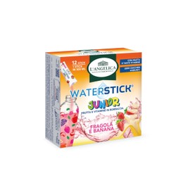 L'Angelica, Waterstick Junior, Gusto Fragola e Banana, Con Frutta, Vitamine, Zero Zuccheri Aggiunti, 1 Astuccio da 12 Stick