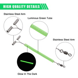 Stainless Steel Fishing Lures Line Wire Leader Trace Luminous Tube Fishing Rigs with Rolling Swivels T-Shape Balance 3 Way Arm Connector Fishing Line Making Tackle 50pcs