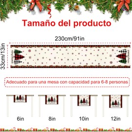 Camino de Mesa Navidad, 33×230cm Decoración de Mesa Comedor para Navideño, Mantel de Mesa Caminos de Feliz Navidad, Copo de Nieve, árboles de Navidad para el Hogar, Invierno, Interiores y Exteriores