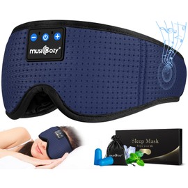 MUSICOZY MUSICOZY Sleep Headphones Bluetooth Sleep Eye Mask for Sleeping, Headband Wireless Headphones Sleeping Masks Headphones, Sleep Earbuds for Side Sleepers Men Women with Speakers Cool Tech Gadgets(Blue)