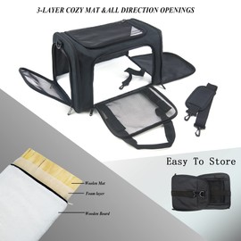 NextFri Soft Sided Carrier for Small Medium Cats Dogs,Removable Pad Collapsible Travel Pet Carrier Large Black