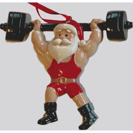 Santa Claus Weightlifter Christmas Tree Ornament Weight Lifter Funny Gag Gym Work Out Gift Holiday Present