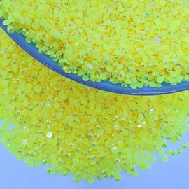 MajorCrafts 2000pcs 5mm ss20 Jelly AB Flat Back Round 14 Facets Resin Rhinestones Arts and Crafts Embellishment Gems (Bright Yellow AB C64)