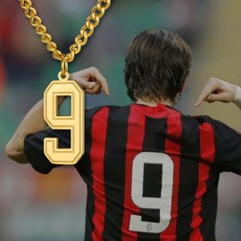 KeyStyle Gold Number 9 Necklace For Men, Youth Gold Lucky Numbers Chain Pendant with Gift Box