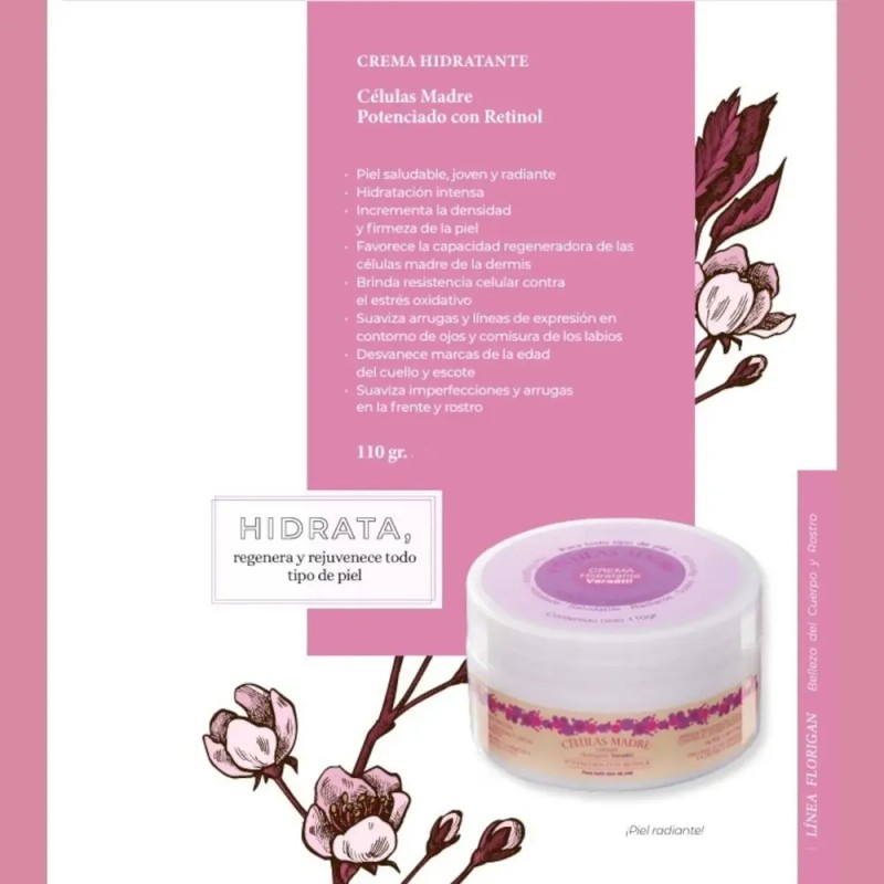 Florigan crema hidratante 110 ml | células madre para todo
