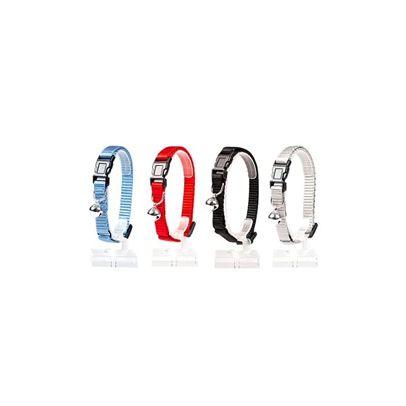 duvoplus, Plain Nylon Cat Collar 20-30cm/10mm Random Colors Adjustable to