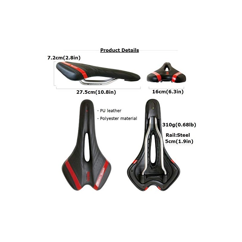 GORIX Bike Saddle Seat Comfortable Cushion with Rail Mountain Road