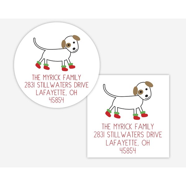 Christmas Address Stickers, Christmas Boots Dog Return Address Labels, Dog