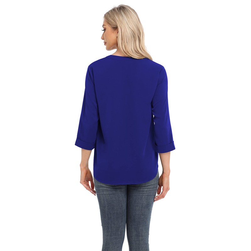 VIISHOW Blusa Casual de Gasa para Mujer, Manga 3/4, Cuello