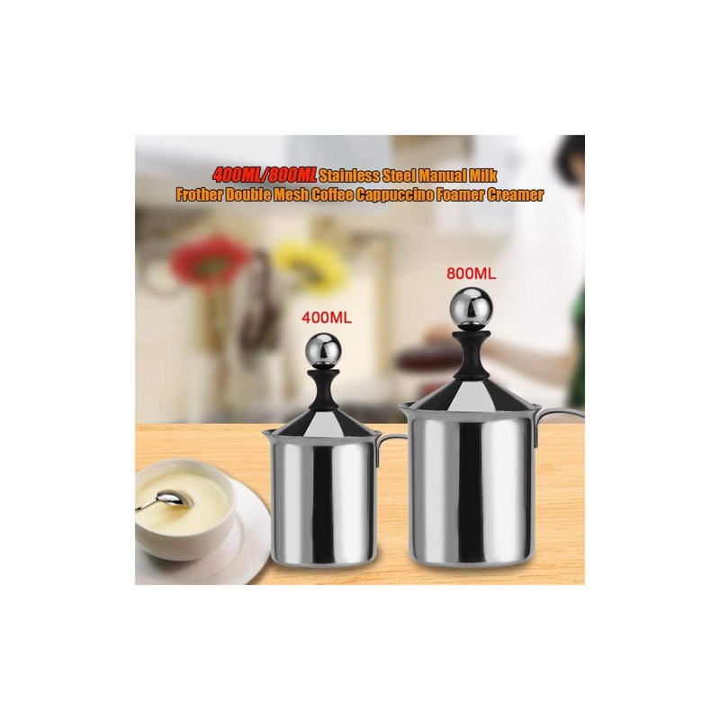 Espumador de leche manual, acero inoxidable 400ML / 800ML Espumador