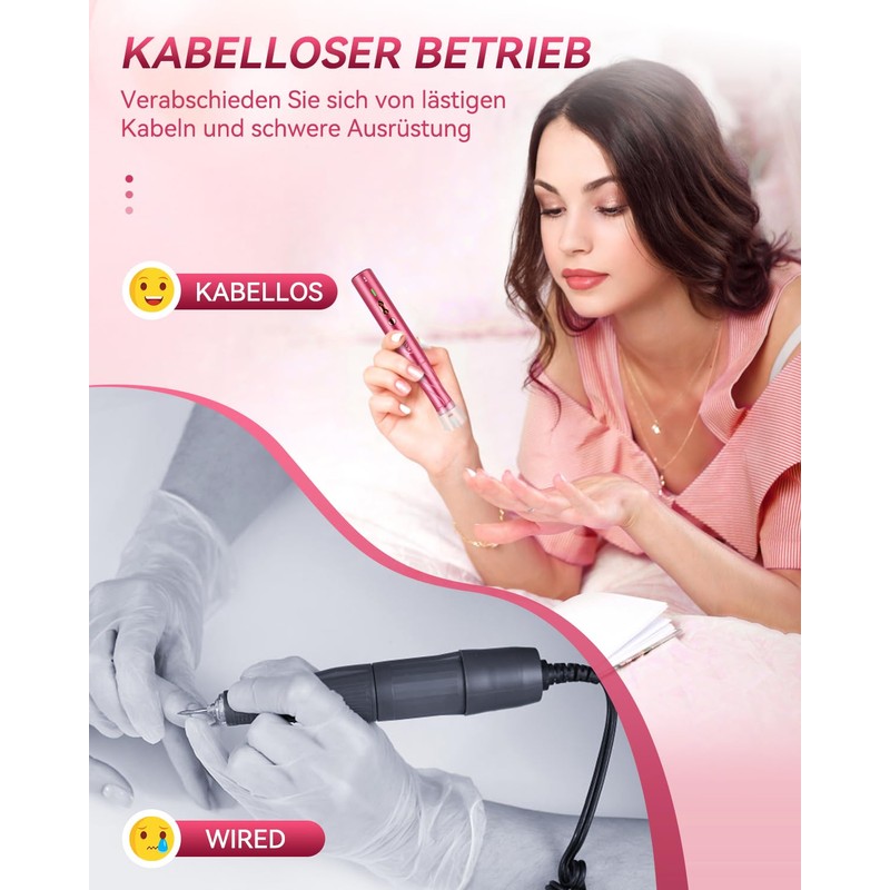 YBLNTEK Electric Nail Drill, Wireless Nail Drill Set, Professional Manicure