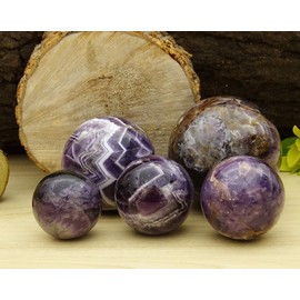 Reikiera Crystal Healing Amethyst Stone Ball Natural Gemstone Sphere With Ring Stand Reiki Table Decor- Choose Size