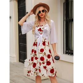 Wayleb Bolero Women's Jacket 3/4 Sleeve Chiffon Cardigan Summer Short Cardigan Elegant Jaeckchen Festive Lightweight Bolero Jacket Top S-XXL, White