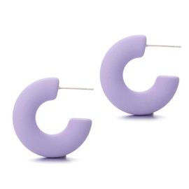 RUOFFETA Acrylic Chunky Hoop Earrings, Lightweight Thick Open Hoops Candy Color Hoop Earrings for Women(Lavender)