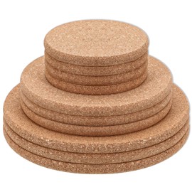 Zelphvt 10 Packs Cork Plant Coasters 4/6/8 Inch Double Layers Hard Thick Cork Planter Coaster Plant Saucers Round Mats for Indoor Flower Pots, Absorbent Cork Mats for for House Plants Table Floor
