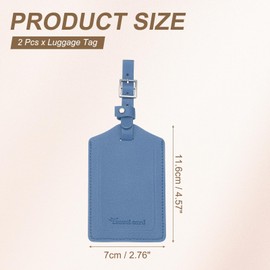 PATIKIL Suitcase Luggage Tags, Grey Blue PU Leather Name Tags Airplane Bag Accessories Travel Essentials with Private Protection for Flying Hotel Check in Luggage Bags Men Women, 2 Pcs