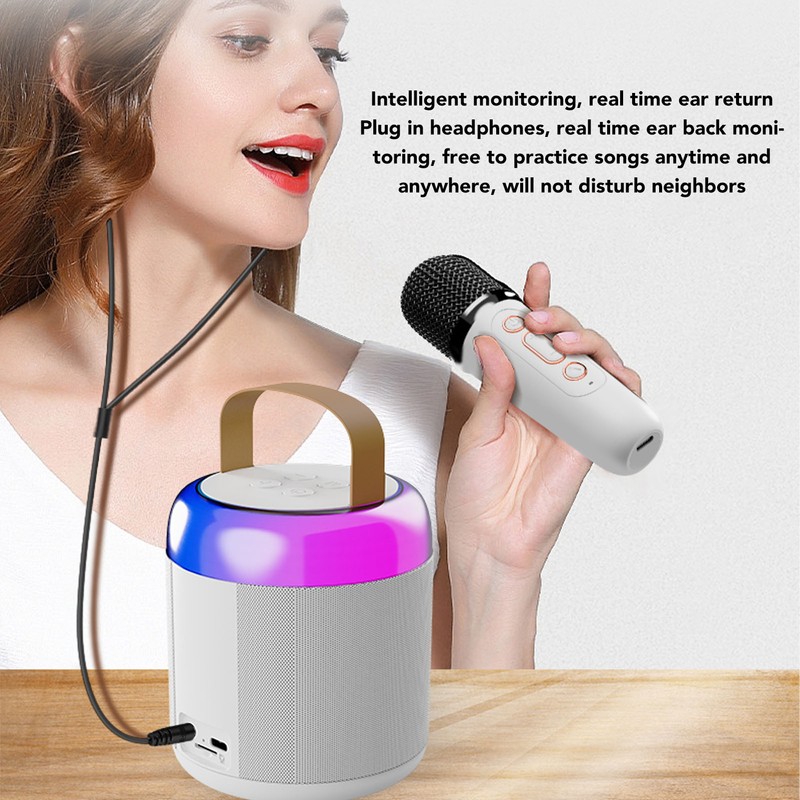 Wireless Karaoke Speakers RGB Light Bluetooth5.3 Speaker with 2 Wireless