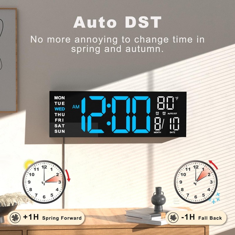 JALL 16" Large Digital Wall Mount Clock, Count Down Timer,