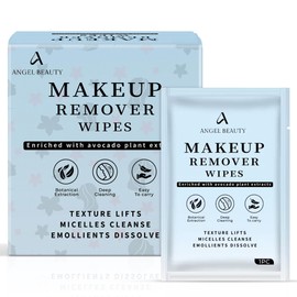 Angel Beauty Makeup Remover Wipes – 30 Individually Wrapped Face Wipes with Micellar Water – Gentle Cleansing Towelettes with Avocado, Aloe & Vitamin C – Paraben-Free, Clean Beauty Skincare