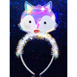 GENBREE Light Up Animal Headband Glowing Cat Hair Band Led Fox Headpiece Dog Festival Party Costume Hair Accessories for Women (B-Fox, One Size)