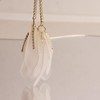 Sonateomber White Flower Long Petal Dangle Rhinestone Chain Earrings for