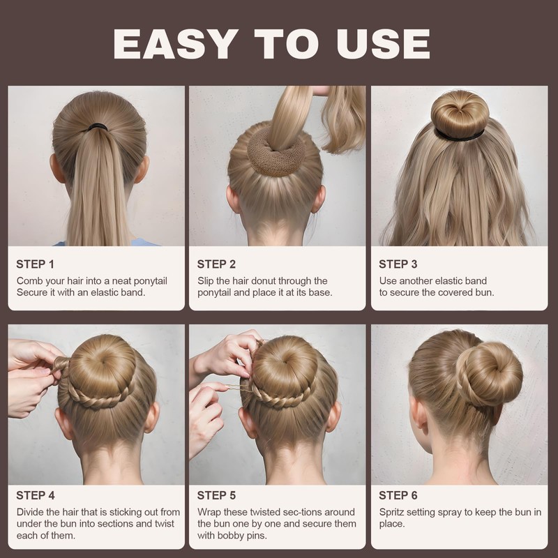 Teenitor Hair Bun Shaper Set, 4pcs Hair Donut Bun Maker(Extra-large,