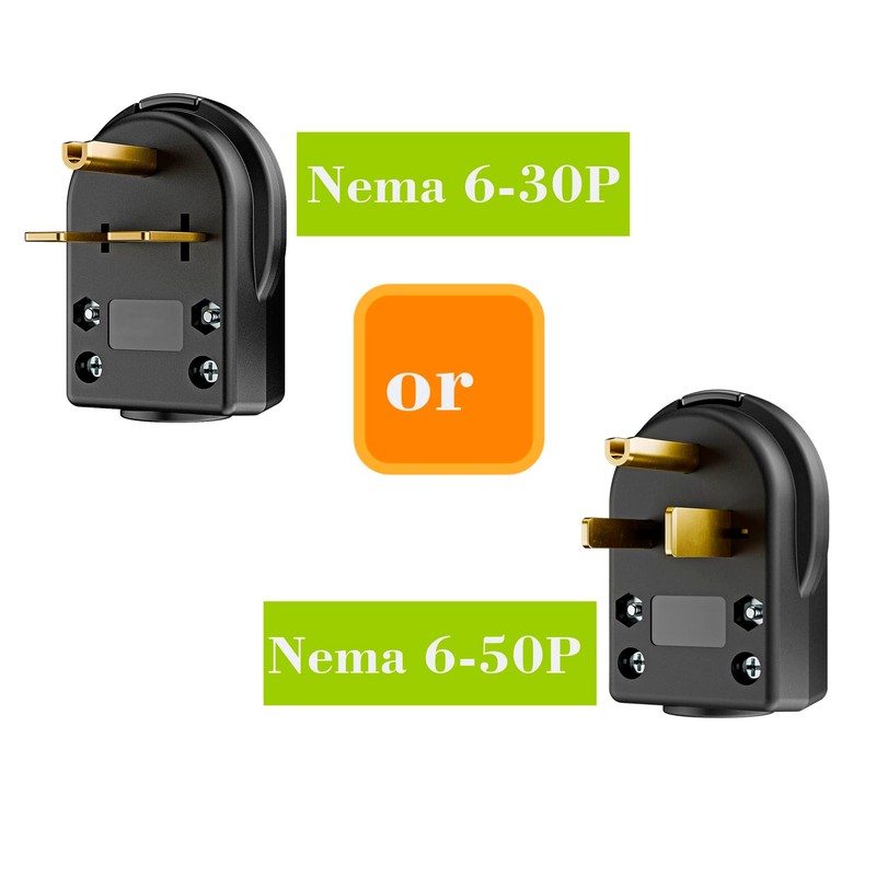 2-in-1 Nema 6-30P/6-50P Plug 30/50 Amp 250 Volt Angle Plug,