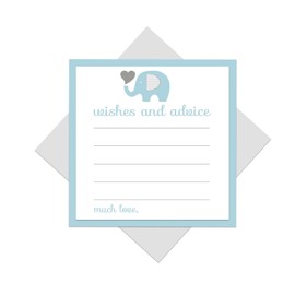 Blue Elephant Advice Cards - 25 Pack - Fun Baby Shower Game & Best Wishes for New Parents - Unique Guest Book Alternative for Graduations, Birthdays, and Time Capsules