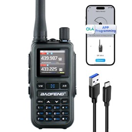Baofeng UV-5R Mini Handheld Ham Radio Long Range Two Way Radio Dual PTT Rechargeable Walkie Talkies Longe Range NOAA Weather Radio APP Programming 999CH USB-C Charging Survival Radio 1 Pack