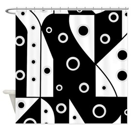 CafePress Black and White Modern ABSTRASCT Decorative Fabric Shower Curtain