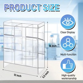gjkldcvb Acrylic Tube Rack Clear Wall Mounting & Countertop Long Tube Organizer with Hanging Hardware 9 Compartment Pipette Rack for Food Industry and Clinics Hospitals 16" H x 12" W x 5.5" D