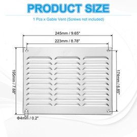 PATIKIL 10x8 Inch Aluminum Vent Cover, Screen Air Grille Ventilation Cover HVAC Louvered Grill for Home Kitchen Fireplace Bathroom Wall Ceiling, Silver