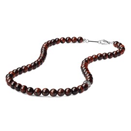 GAVU Red Tiger Eye Crystal Men's Stone Beaded Necklace 22"