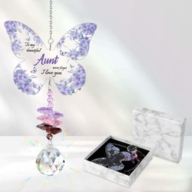 TecquorA Aunt Gifts,Aunt Birthday Gifts for Aunts from Niece from Nephew Auntie Gift Birthday Valentines Christmas Xmas Retirement for Aunty Gift Mothers Day Crystal Sun Catcher