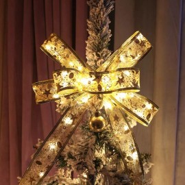 Listón Dorado Liston Navideño Decorativo  Con Luces Led 5 Metros 2pzs